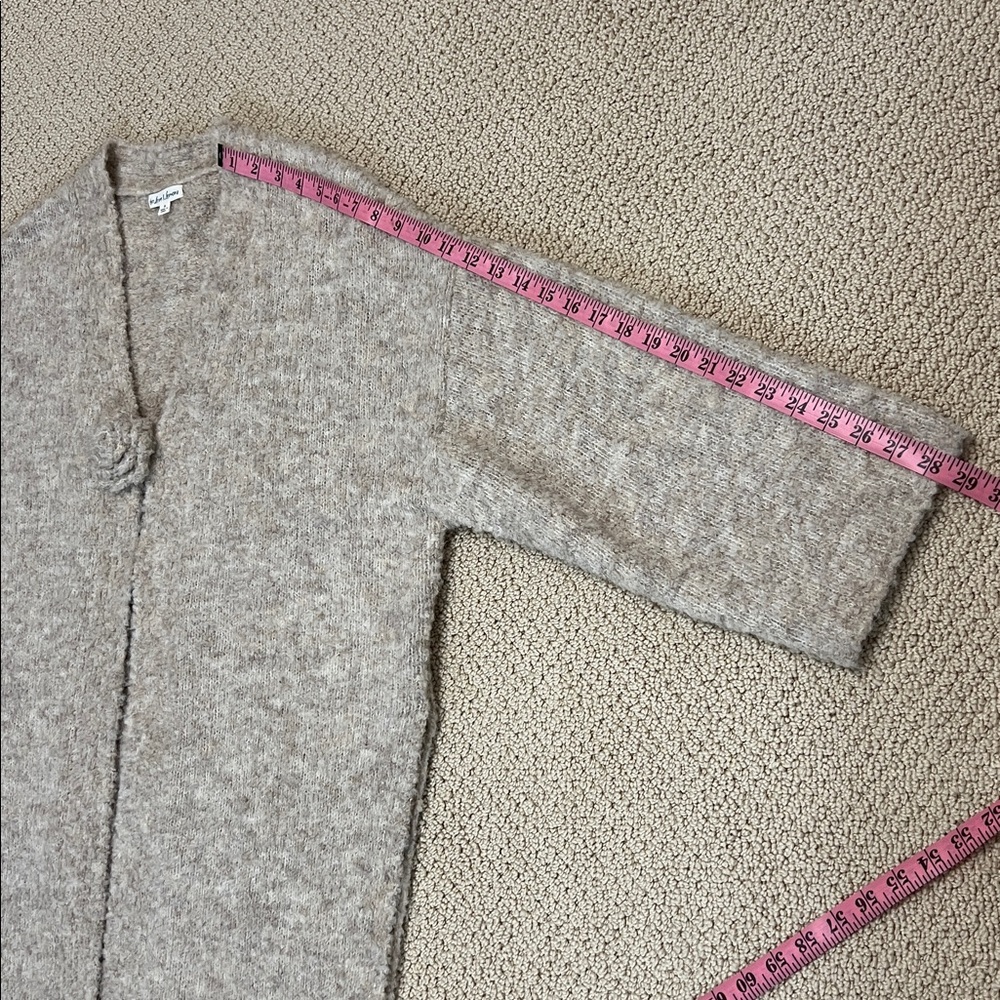 For Love and Lemons Song Duster Cardigan Fuzzy Fluffy Chunky Neutral Tan Taupe S - Picture 13 of 13